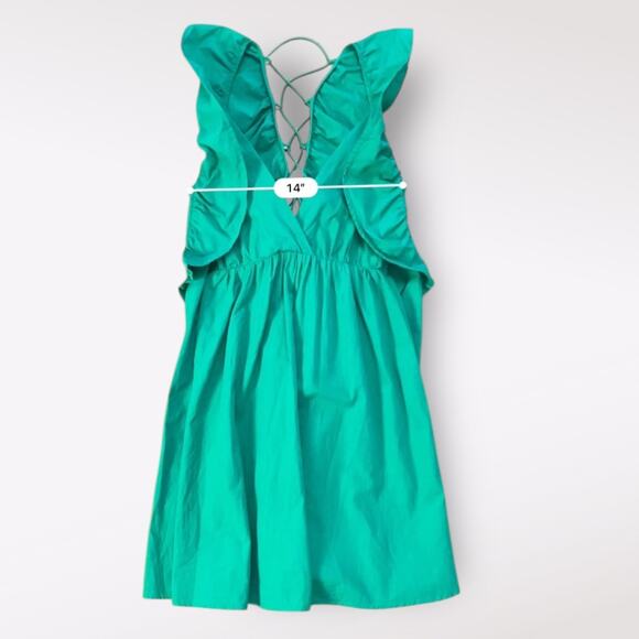Umgee Kelly Green Tiered Ruffled‎ Corset Back Mini Dress Preppy Casual Size L - Picture 4 of 7